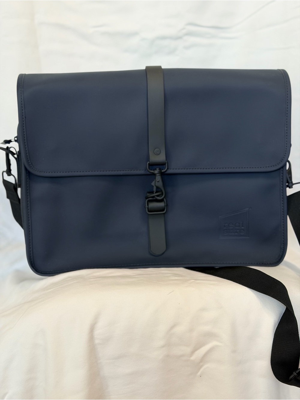 Rains Navy Blue Men’s Messenger Bag with Front Strap